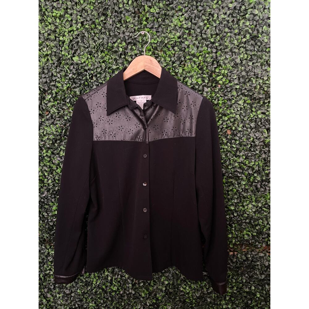 Rafael Black Blazer Faux Leather Trim, Women’s Size 10